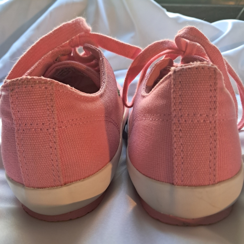 Lacoste Womens Pink Canvas Sneakers Sz 8 LIKE NEW! - Picture 4 of 14
